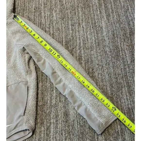 Nike Sherpa Thermal Fleece Pullover  Hoodie Cream with Pockets Size Small - Picture 6 of 6